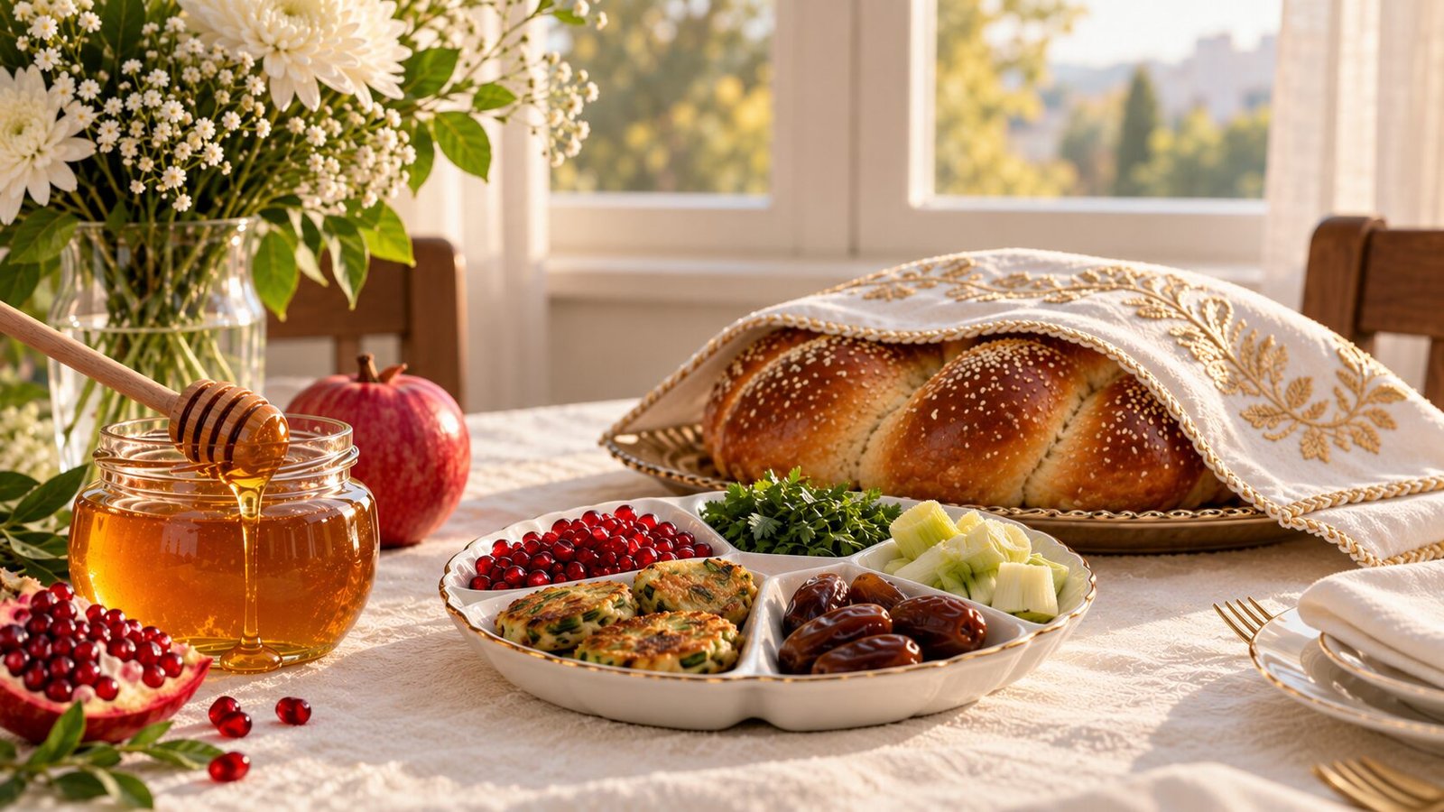 Rosh Hashana table with simanim.